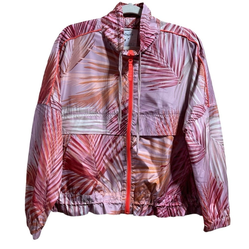 Gap Fit Women's Windbreaker Full Zip Palm Tree Jacket Size Medium